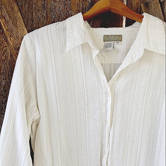 THE TERRITORY AHEAD Textured White Cotton Button Down Shirt XL - Picture 3 of 10